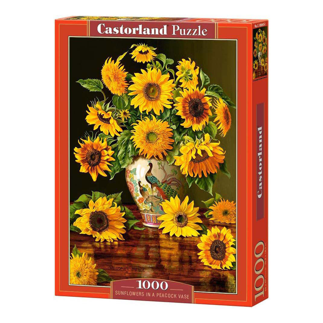Puzzle Castorland Tournesols dans un vase paon, 1000 pièces.