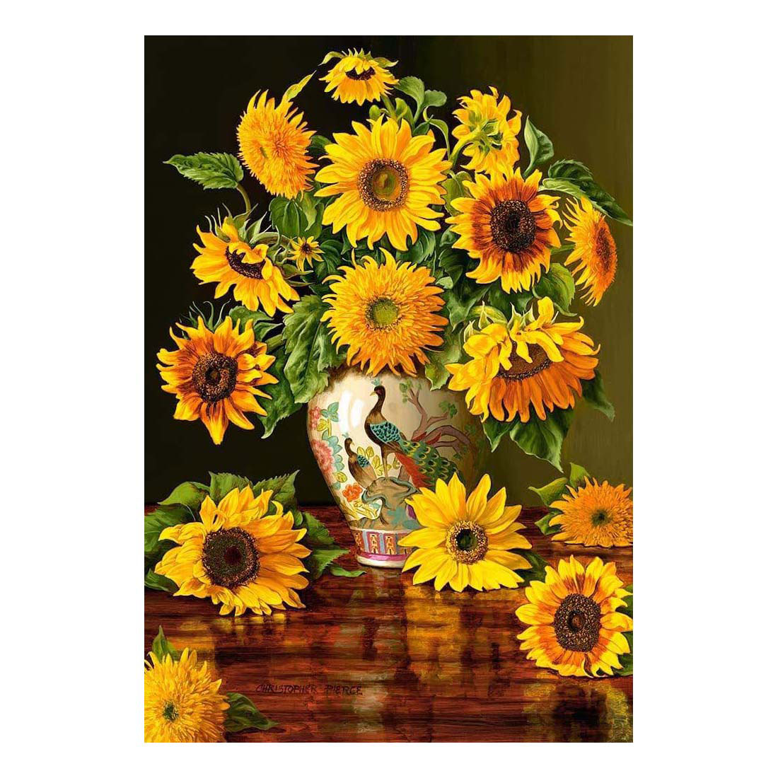 Puzzle Castorland Tournesols dans un vase paon, 1000 pièces.