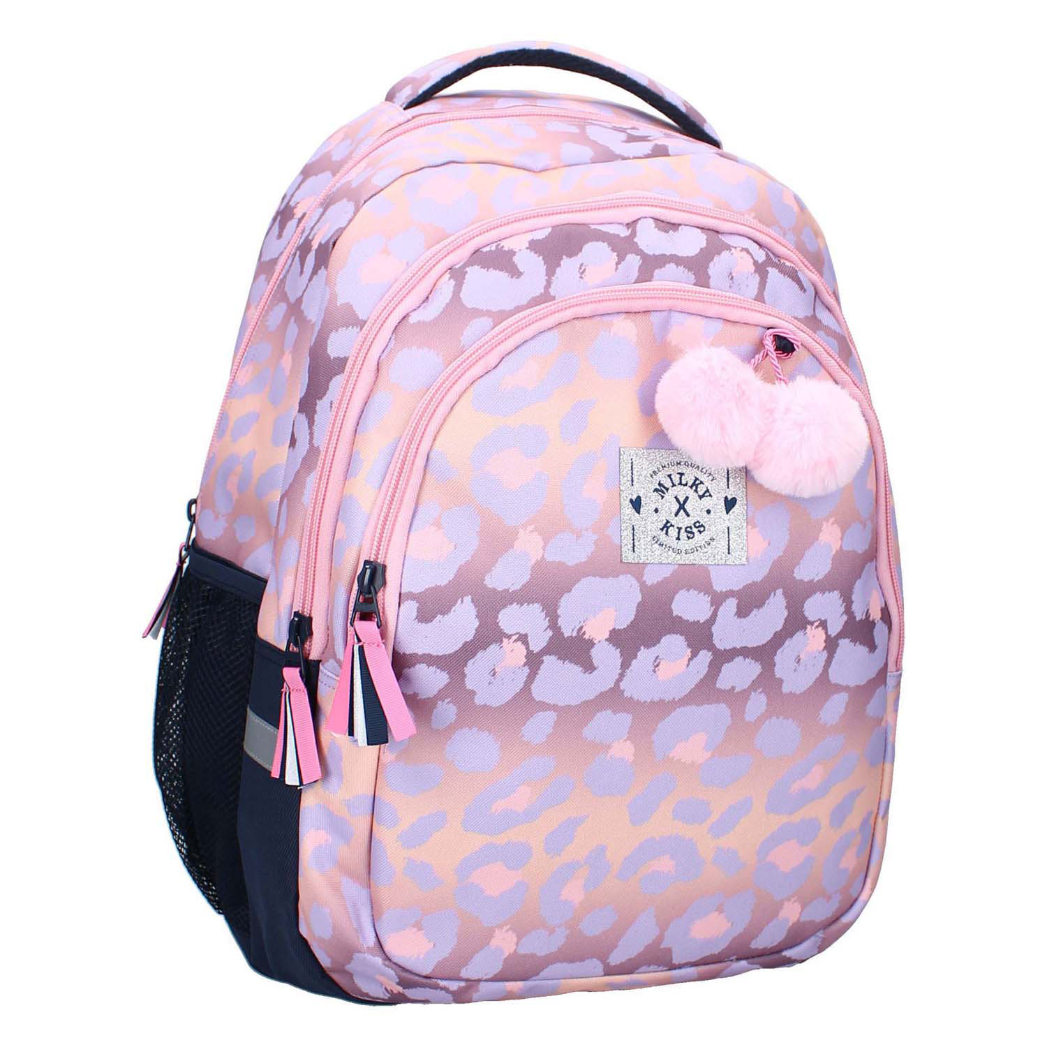 Milky Kiss Rugzak Fierce Fusion Paarse Panterprint, 3-vaks