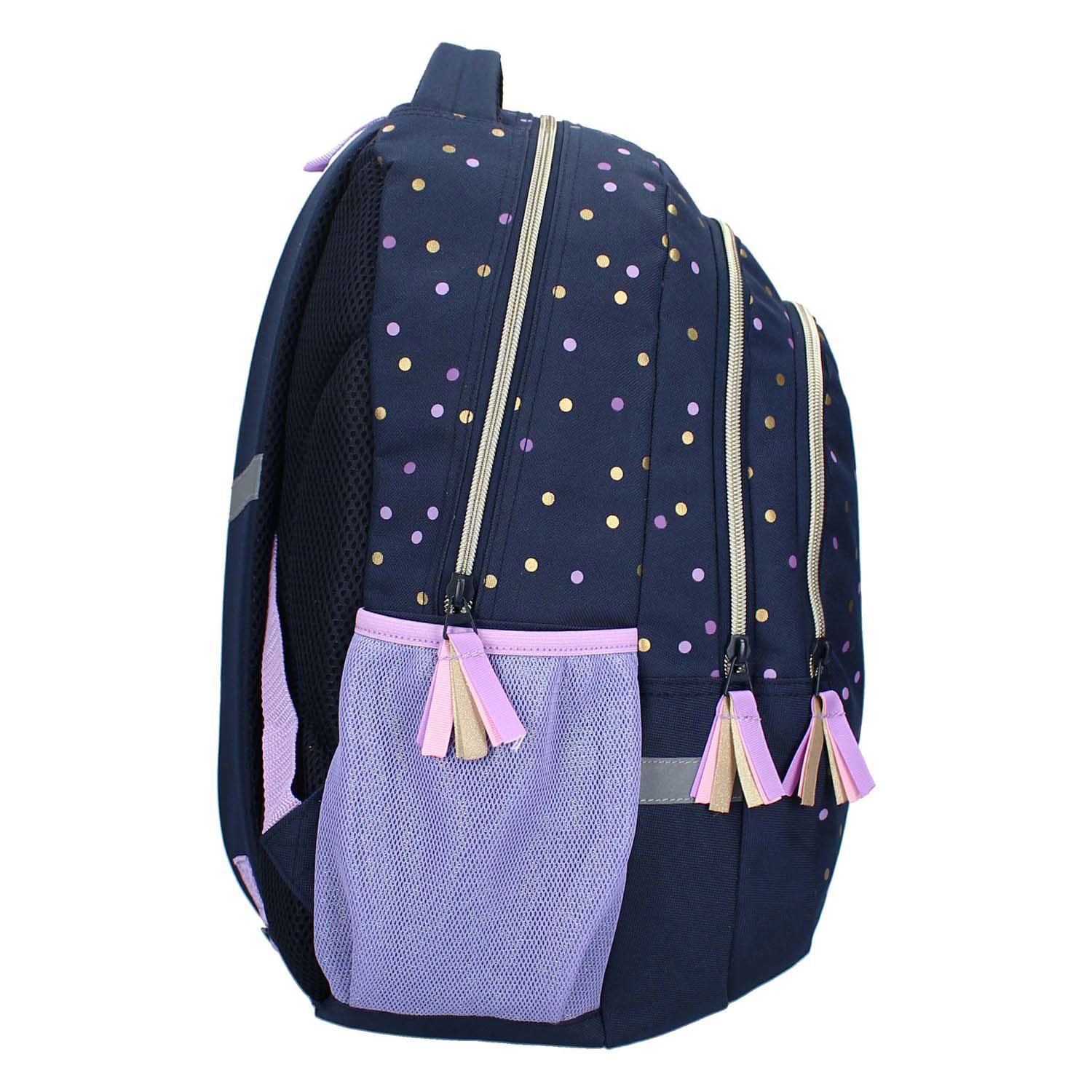 Milky Kiss Rugzak Dotted Delight Paars/Gouden Stippen, 3-vaks