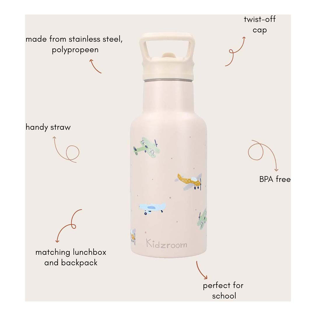 Kidzroom Drinkfles Sweet Sips Vliegtuigen, 350ml