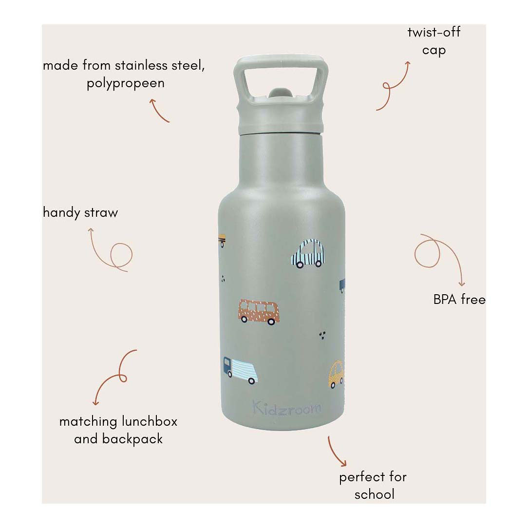 Kidzroom Drinkfles Sweet Sips Voertuigen, 350ml