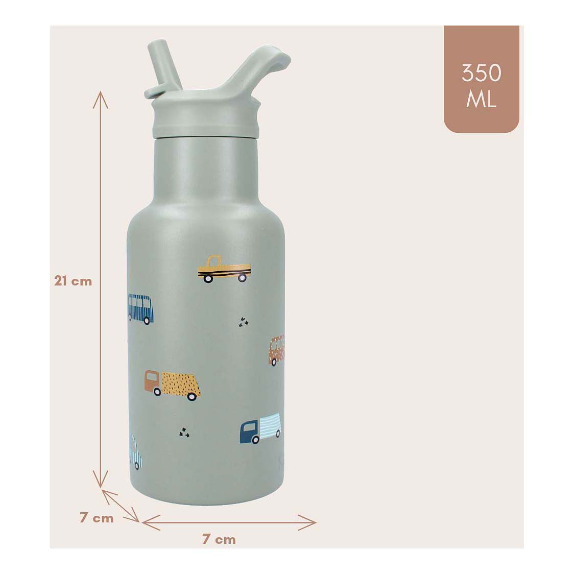 Kidzroom Drinkfles Sweet Sips Voertuigen, 350ml