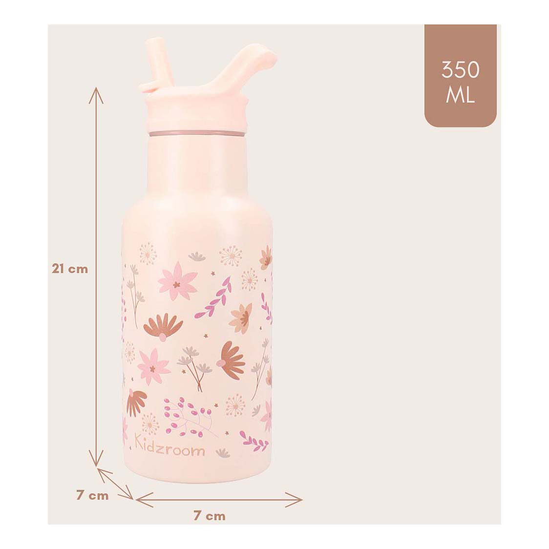 Kidzroom Drinkfles Sweet Sips Bloemen, 350ml