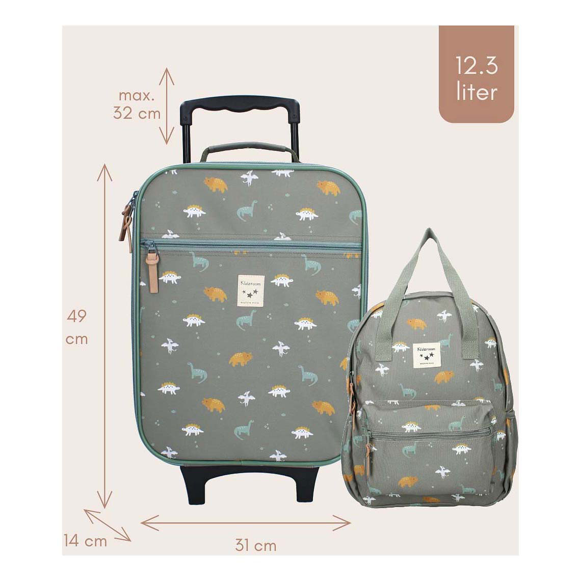 Kidzroom Trolley Koffer Small talk - Dinosaurus Kidzroom Trolley Koffer Small talk - Dinosaurus