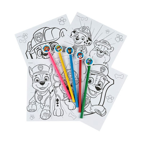 Bloc de coloriage Pat' Patrouille avec 5 crayons de couleur