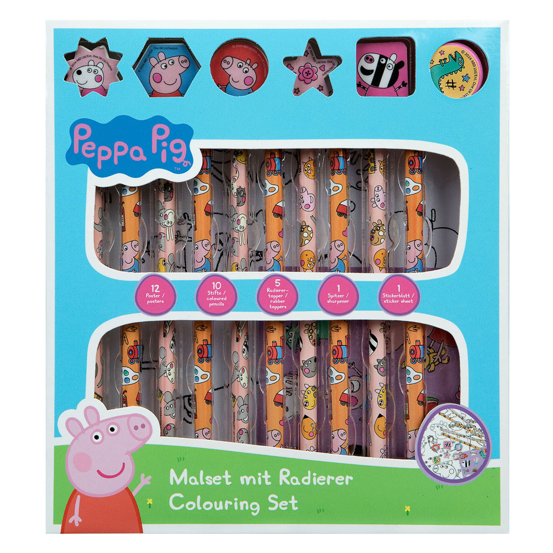 Set de coloriage avec gommes Peppa Pig, 29 pcs.