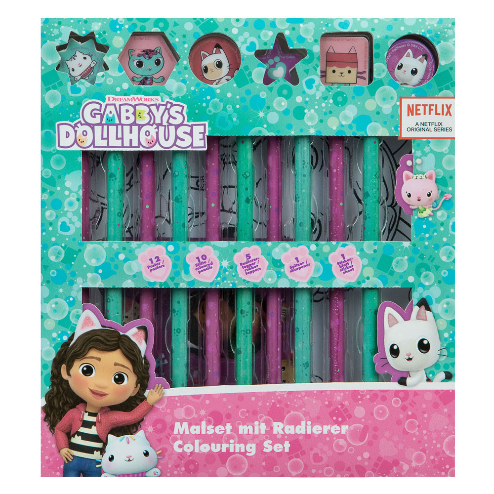 Set de coloriage avec gommes Gabby et la maison magique, 29 pcs.