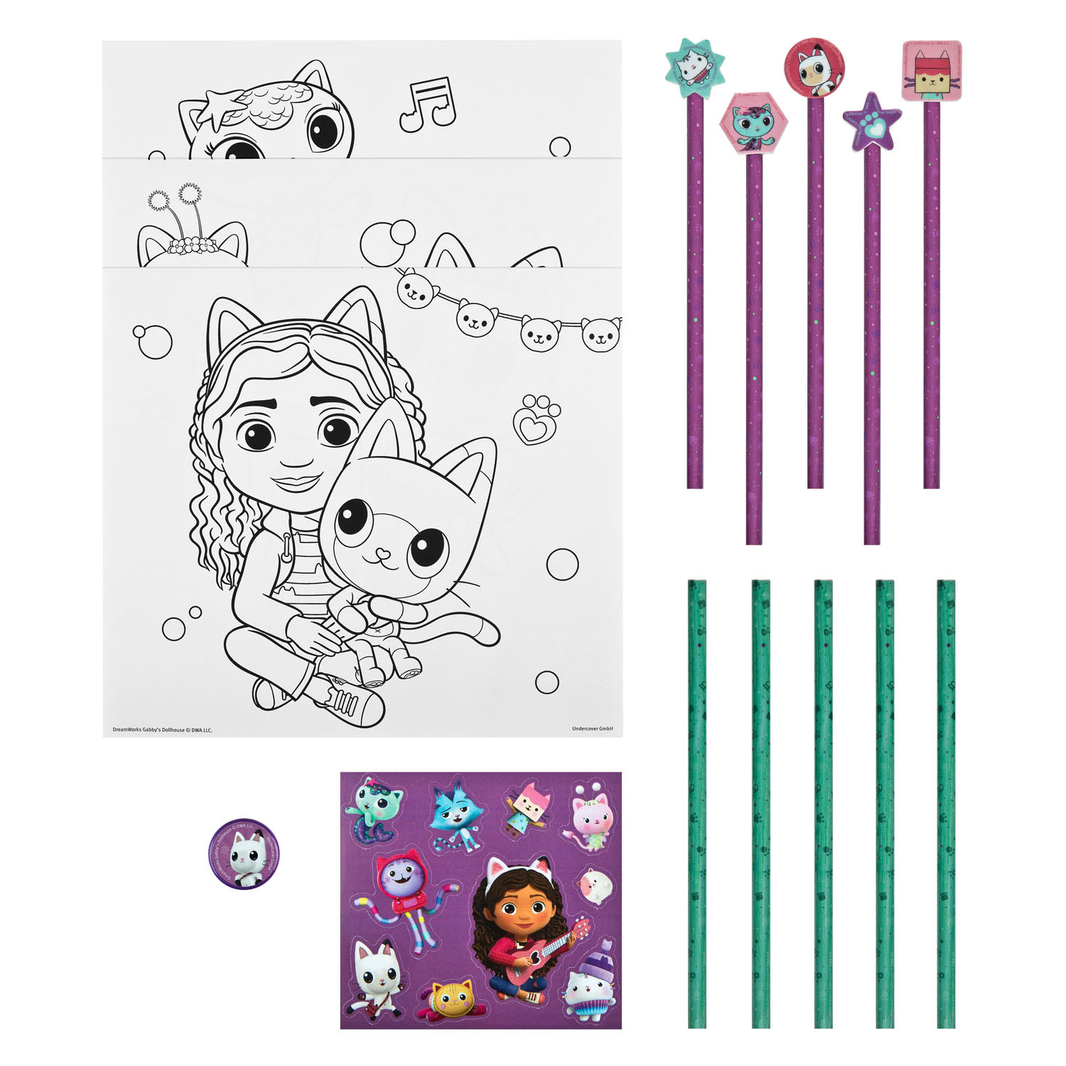 Set de coloriage avec gommes Gabby et la maison magique, 29 pcs.