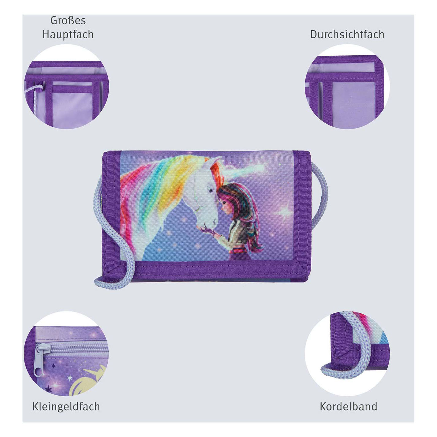 Portefeuille Unicorn Academy avec cordon de serrage