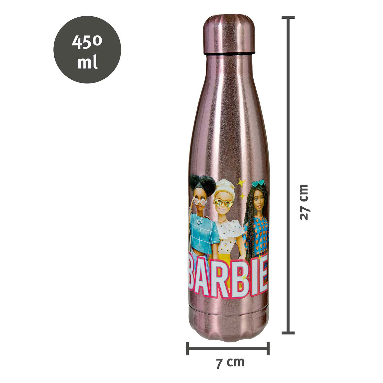 Barbie Drinkfles RVS, 450ml