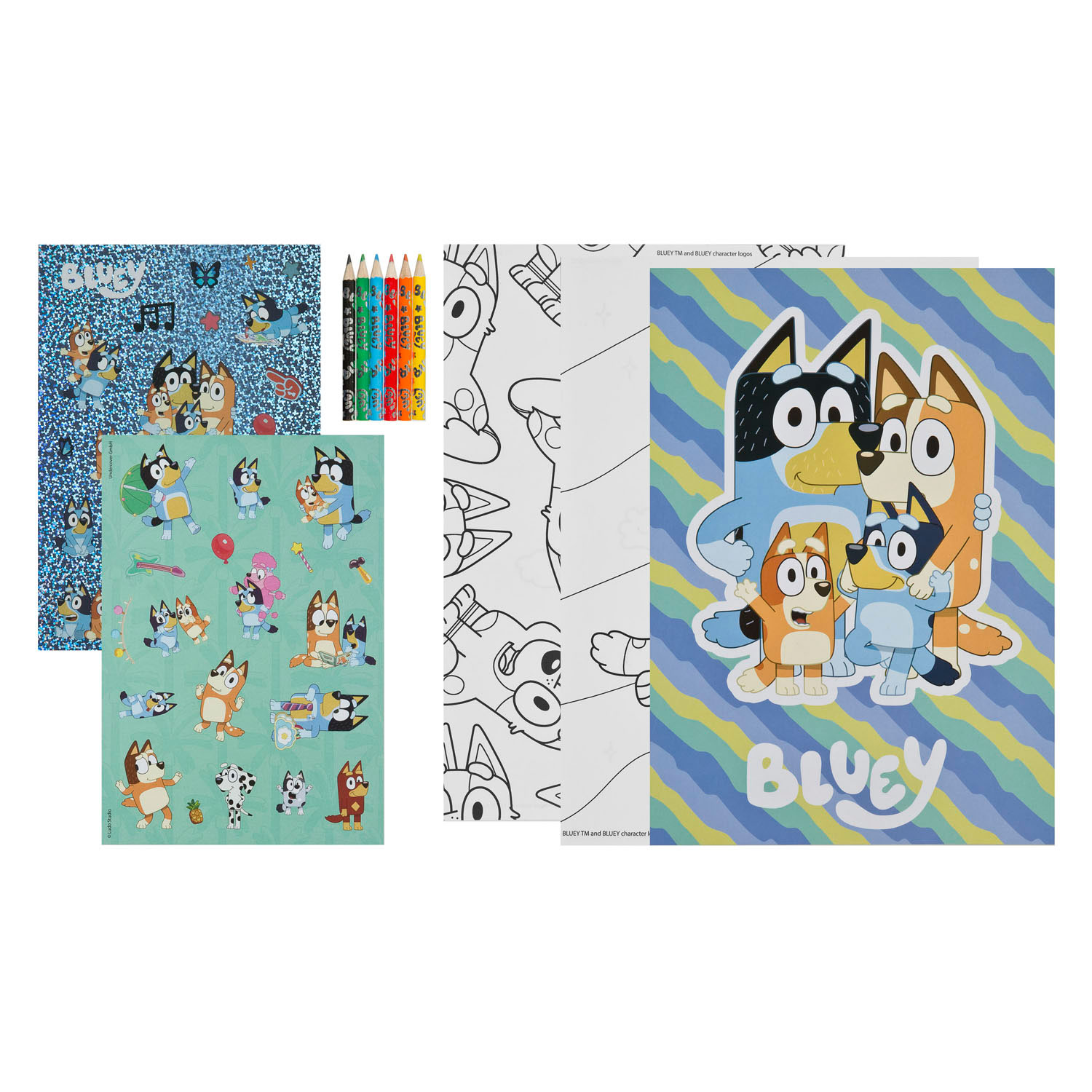 Kleurblok Bluey met Kleurpotloden en Stickers