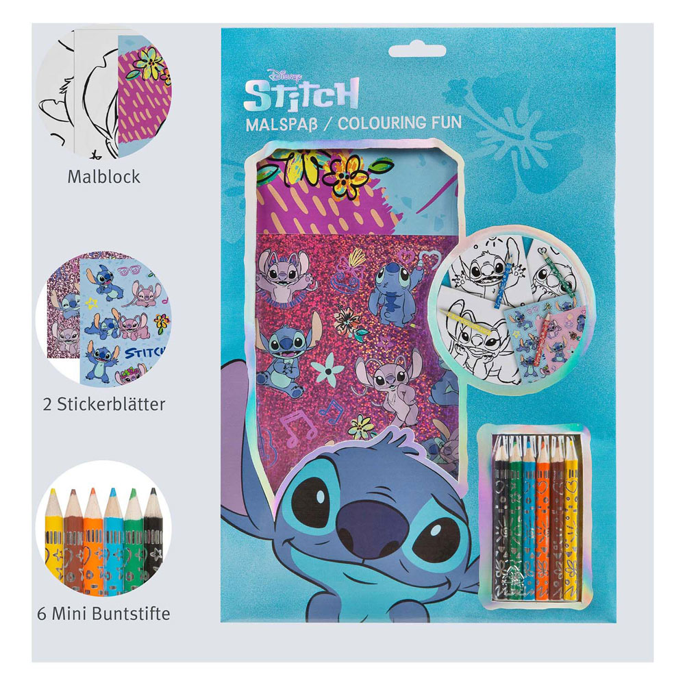 Kleurblok Stitch met Kleurpotloden en Stickers