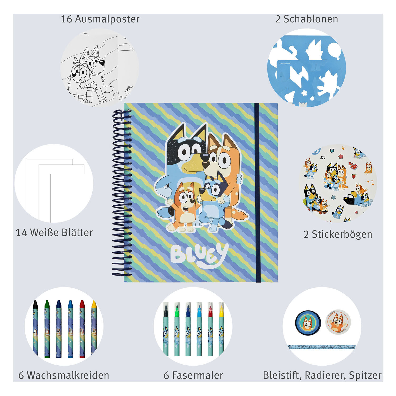 Stencil en Kleurset Bluey - 49dlg.