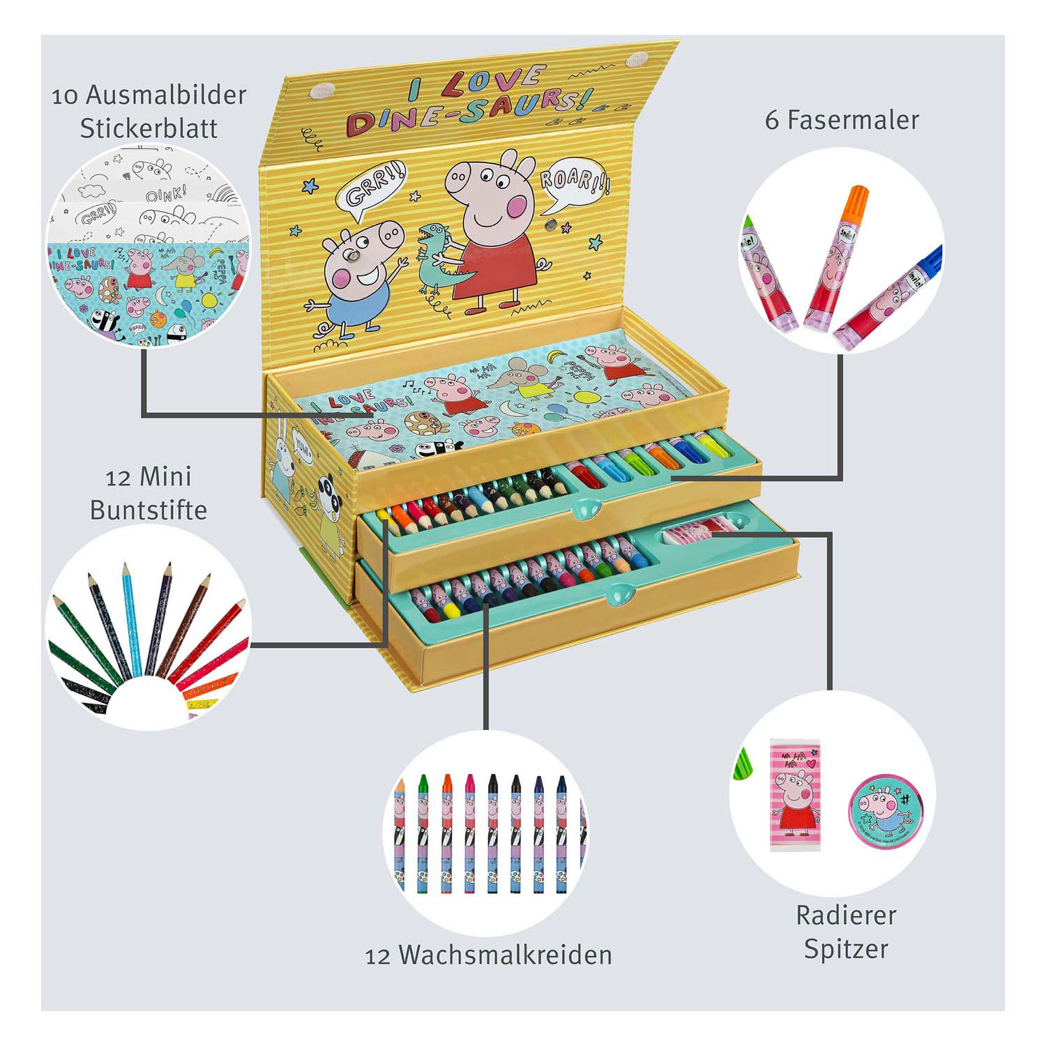 Malkoffer Peppa Pig - 44-teilig.