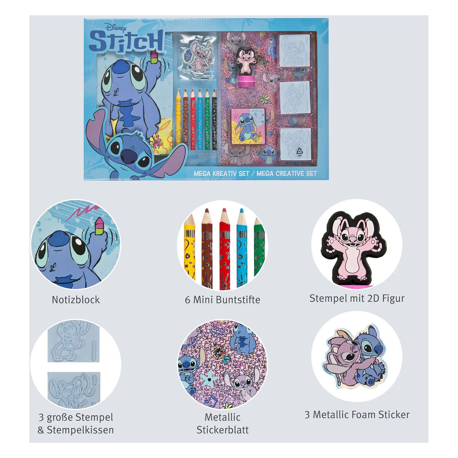 Mega Kleur- en Stempelset Stitch - 15dlg.