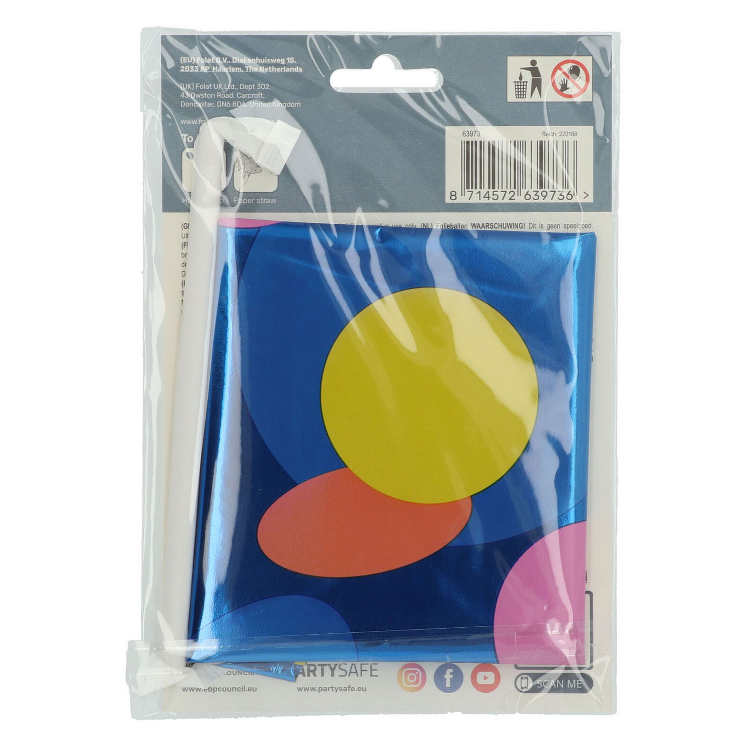 Staande Folieballon Colorful Dots Cijfer 3 - 72cm
