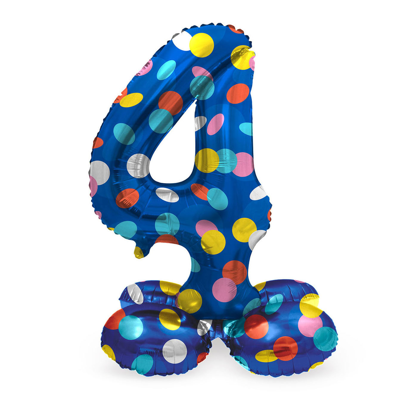 Staande folieballon Cijfer 4 Colorful Dots - 72 cm