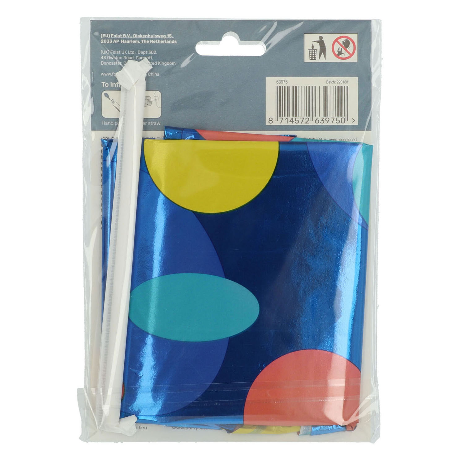Ballon aluminium debout à pois colorés numéro 5 - 72 cm