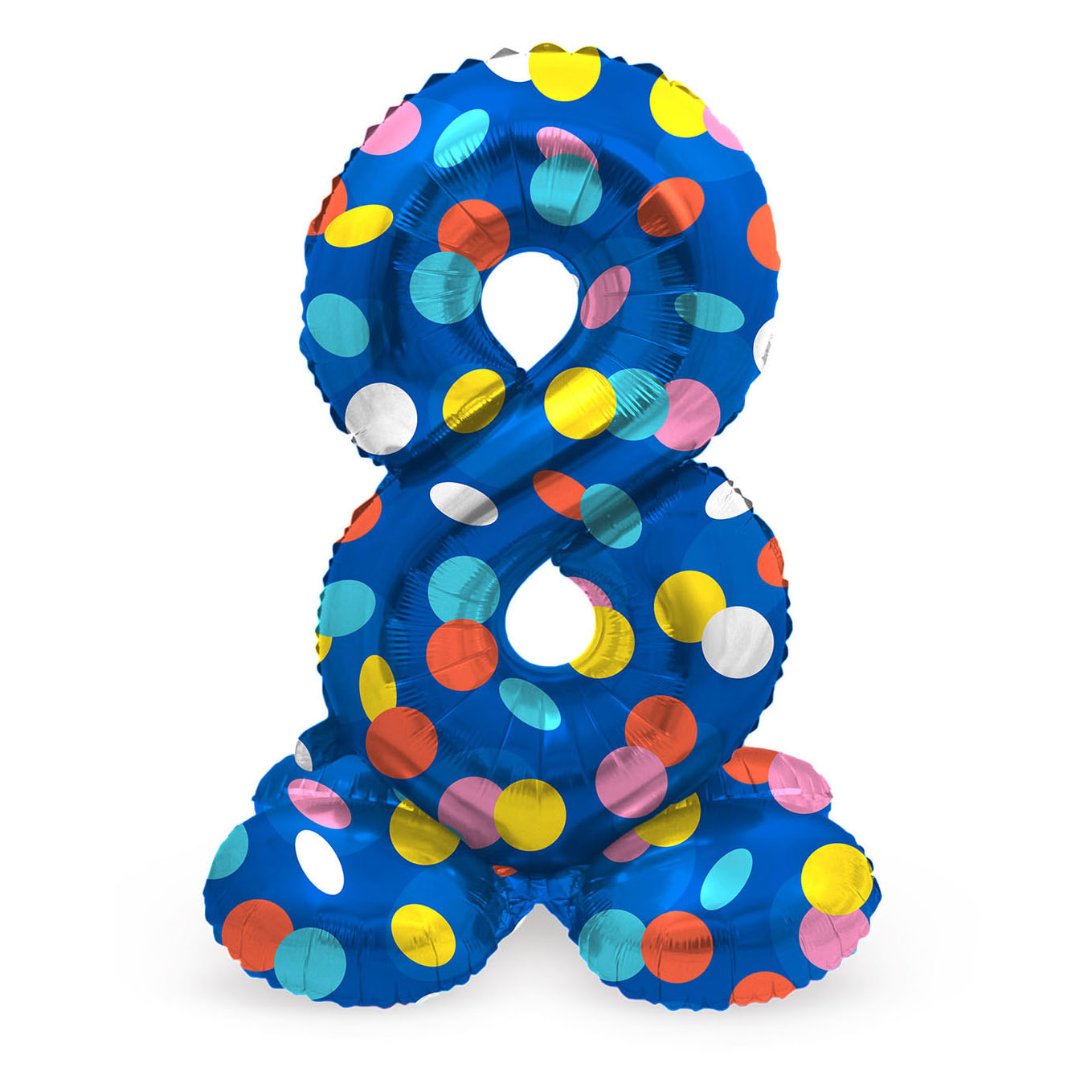 Ballon aluminium debout à pois colorés numéro 8 - 72 cm