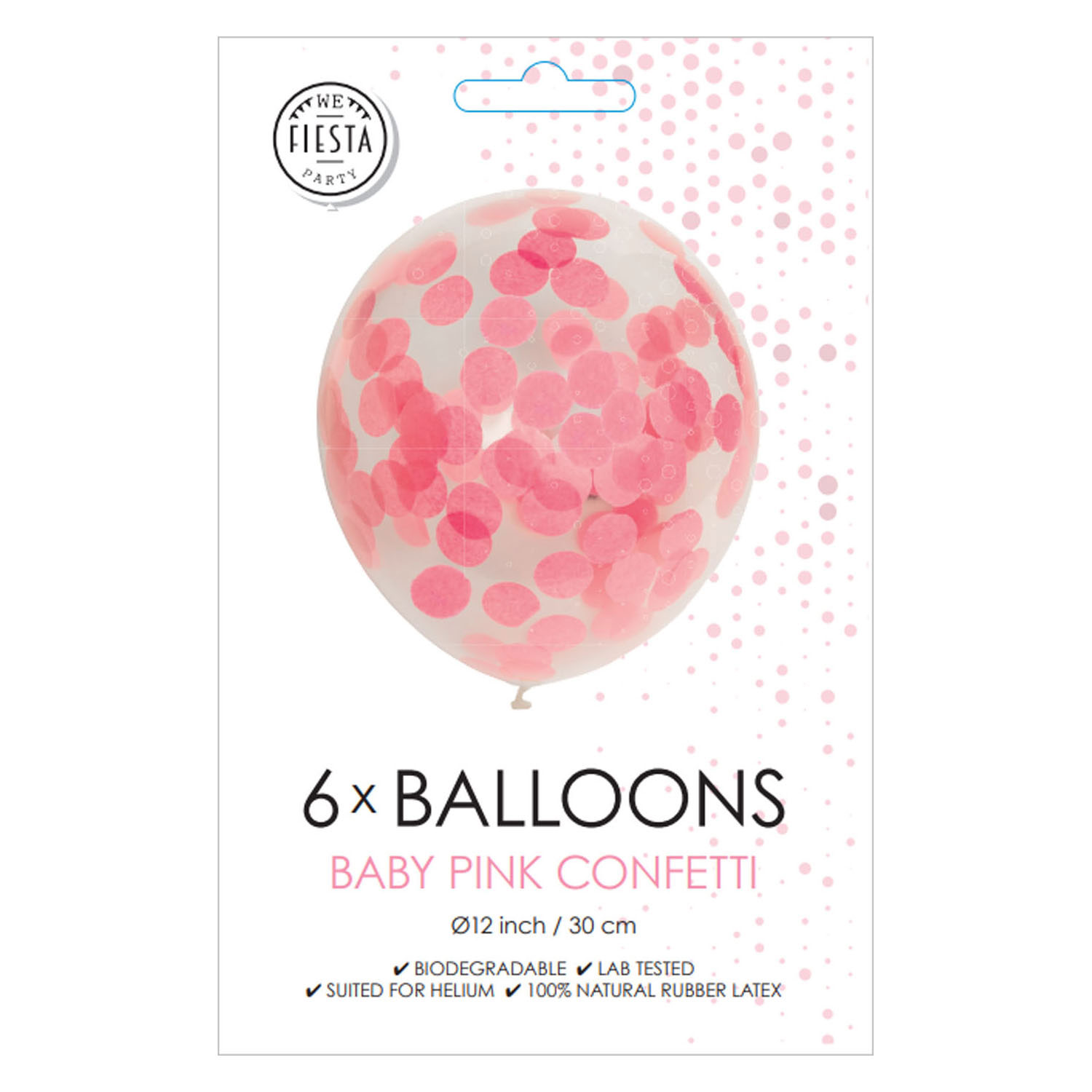 Ballons Confettis Confettis en Papier Rose Bébé 30cm, 6pcs.