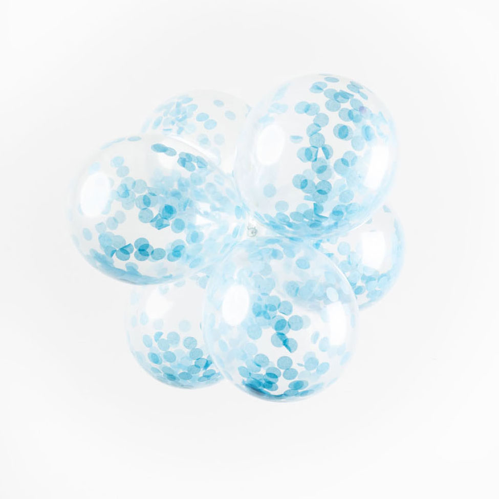 Ballons Confettis Confettis en Papier Bleu Bébé 30cm, 6pcs.