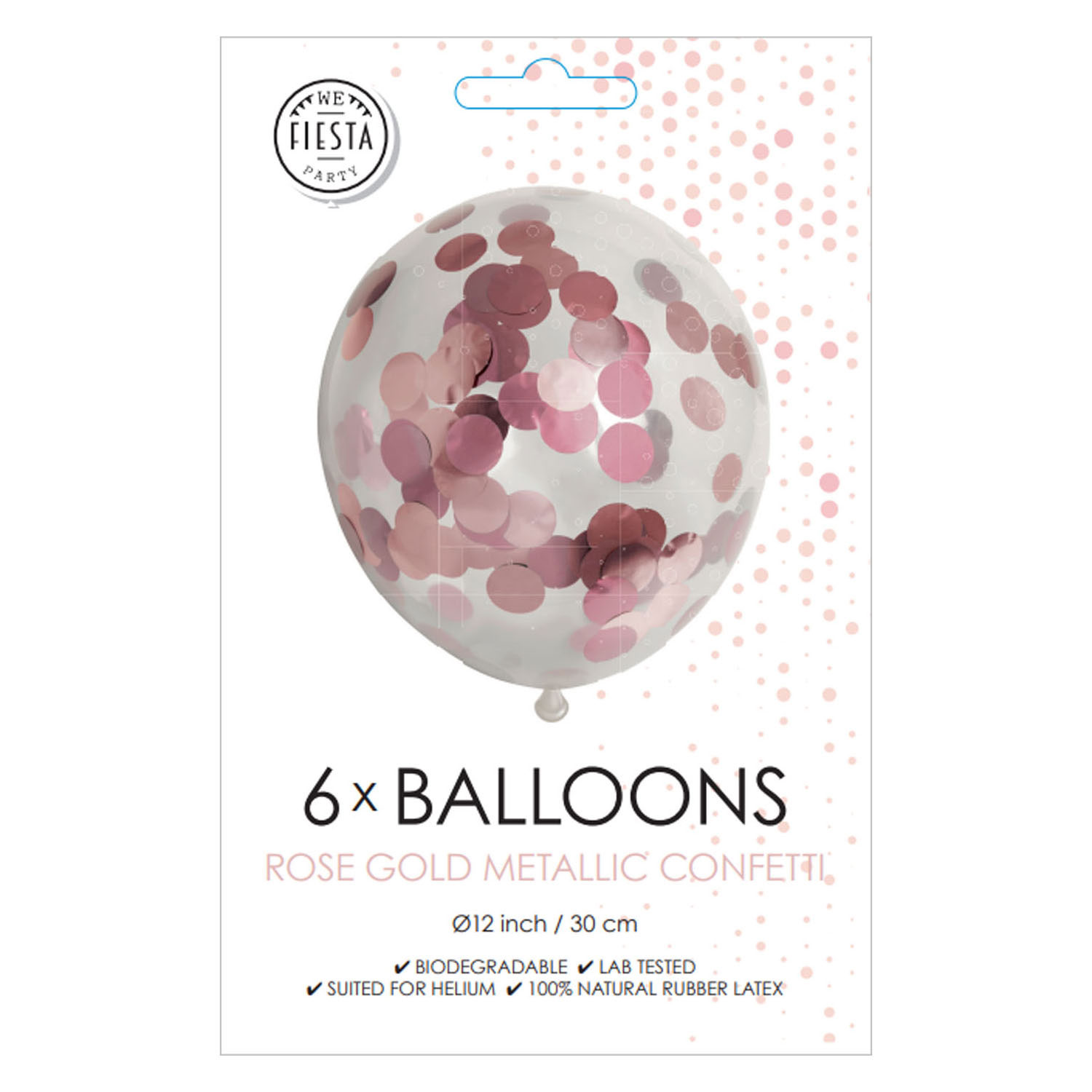 Ballons Confettis en Papier Confetti Metallix Or Rose, 6pcs.
