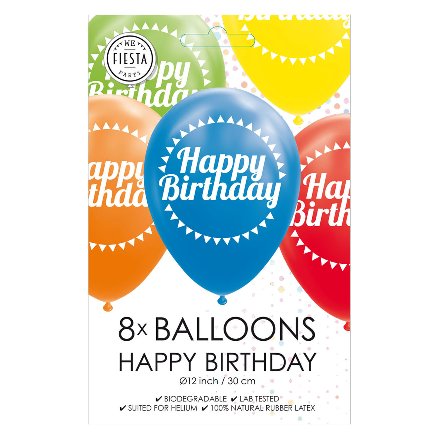 Ballonnen Happy Birthday Mix Kleuren 30cm, 8st.