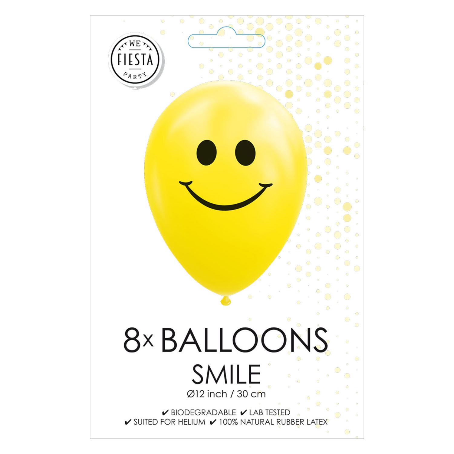 Ballons Smile Jaune 30cm, 8pcs.