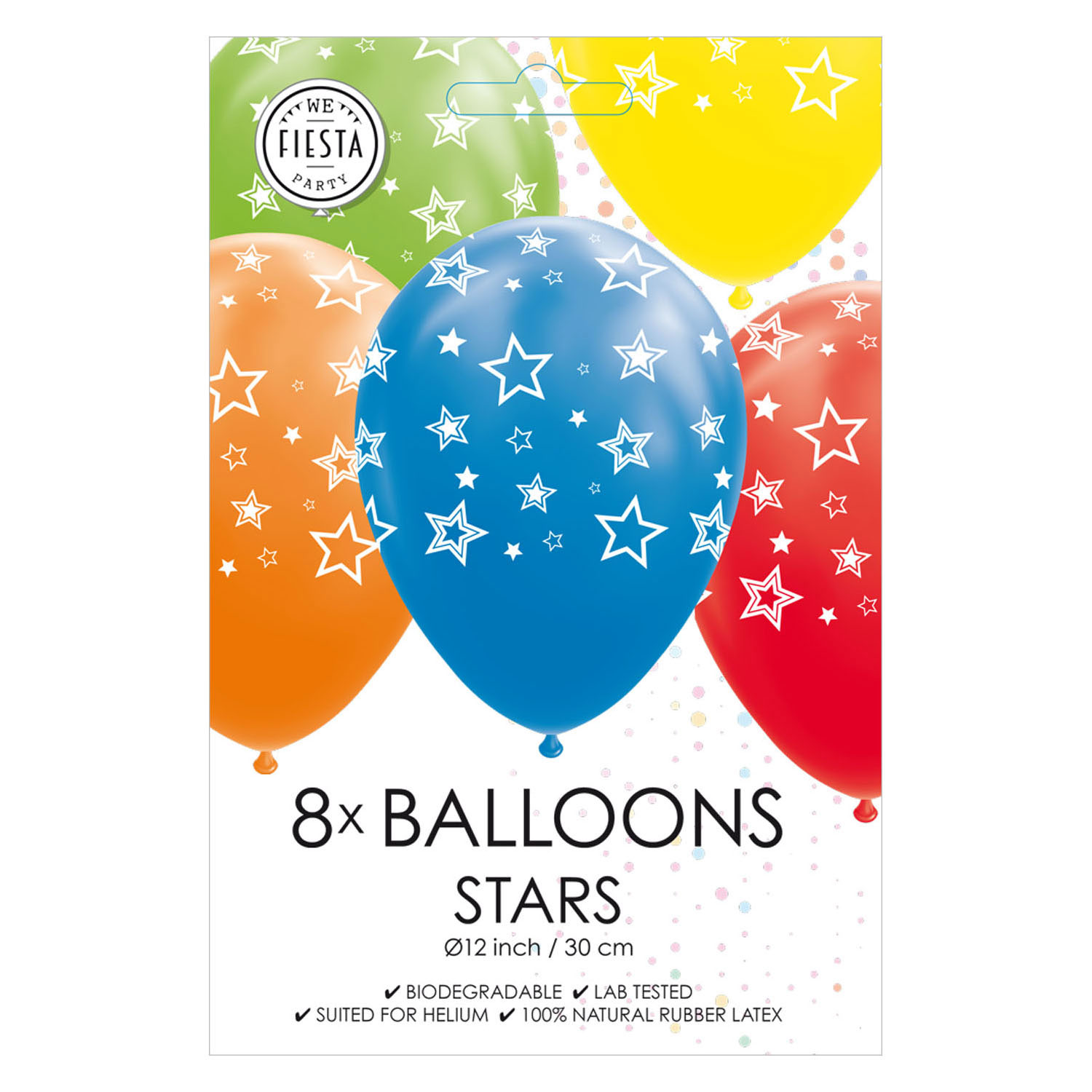 Ballons Étoiles Mélange de Couleurs 30cm, 8pcs.