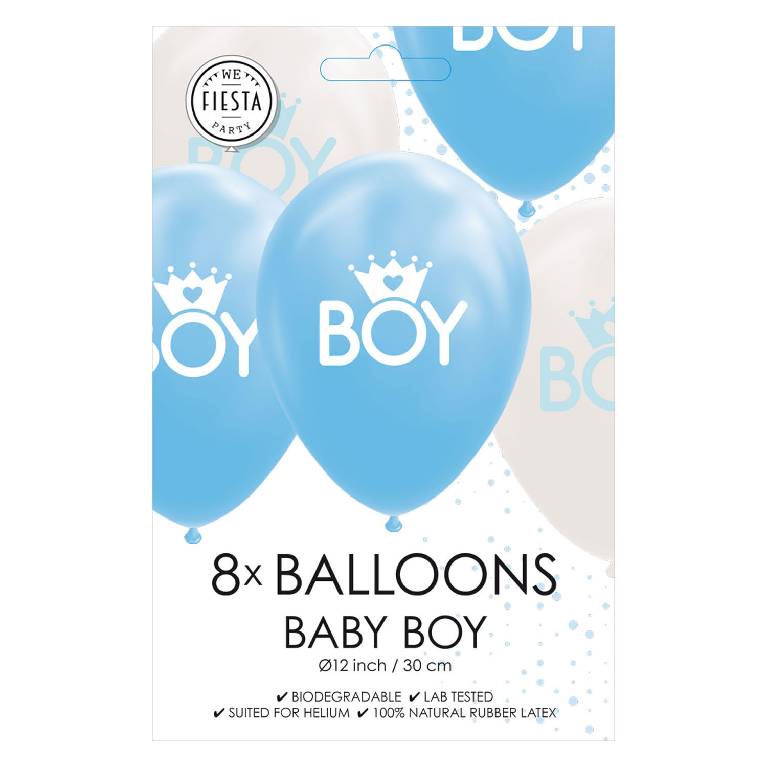 Luftballons Son Baby Blau/Weiß 30cm, 8St.