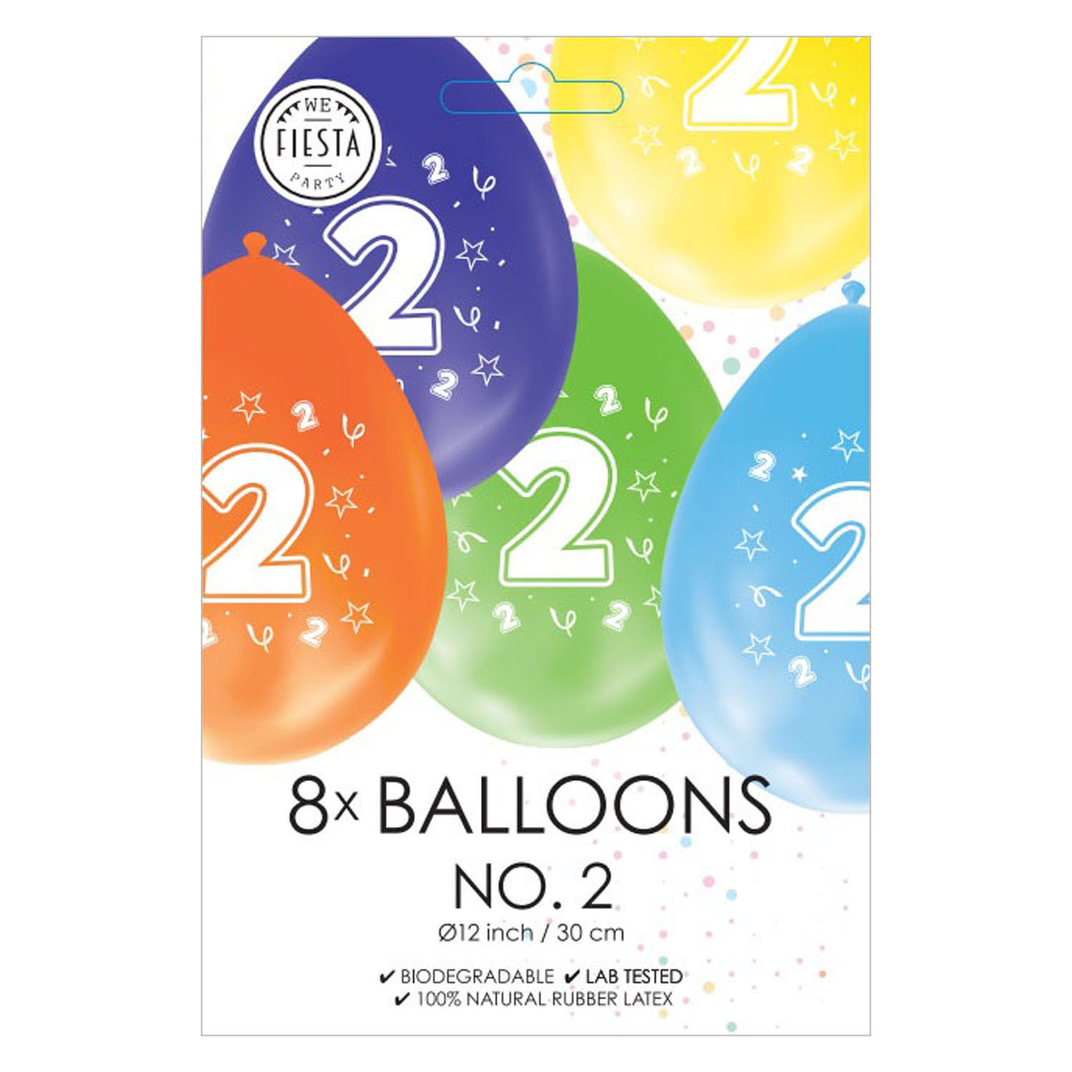 Ballonnen 2-zijdig Geprint Cijfer 2, 8st.