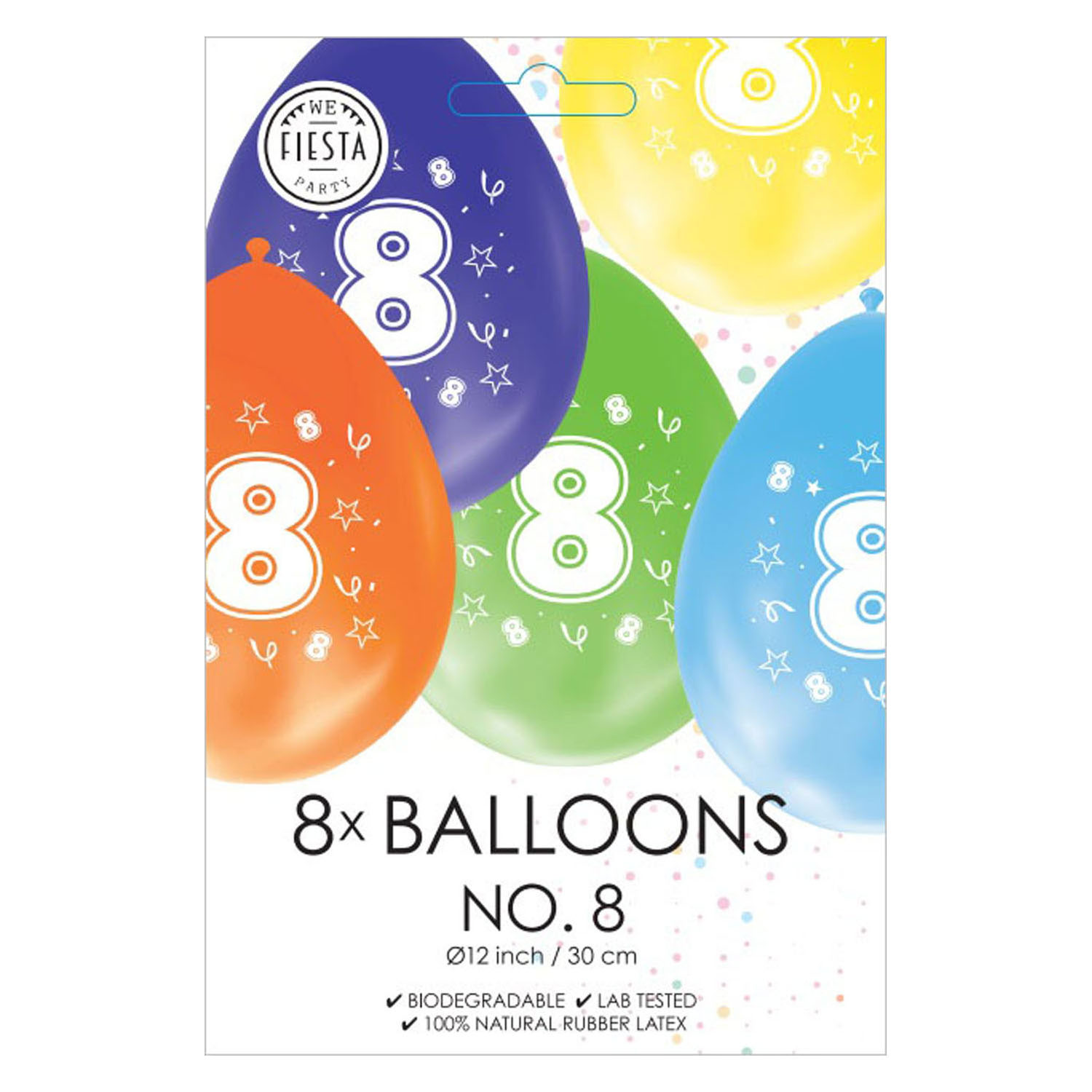 Ballonnen 2-zijdig Geprint Cijfer 8, 8st.