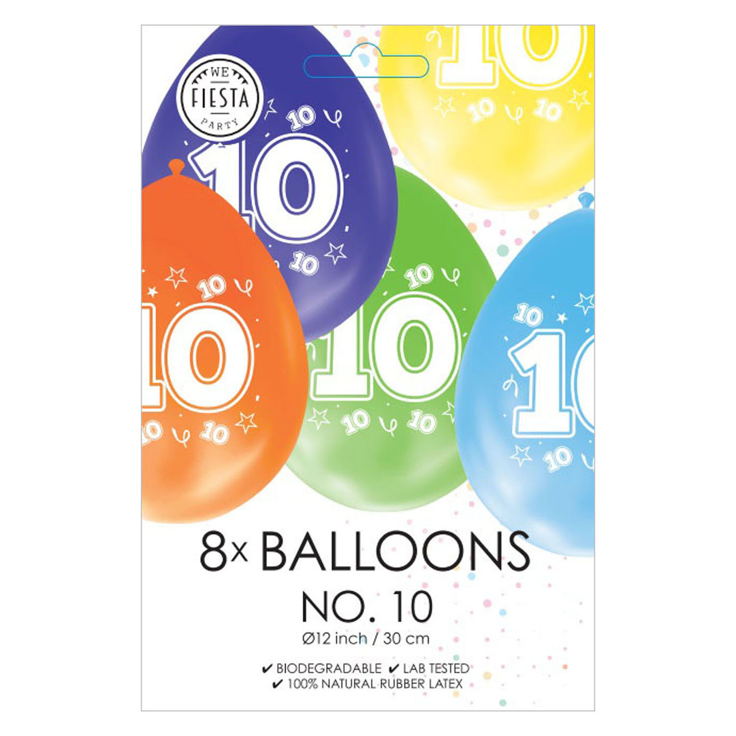Luftballons 2-seitig bedruckt Zahl 10, 8 Stück