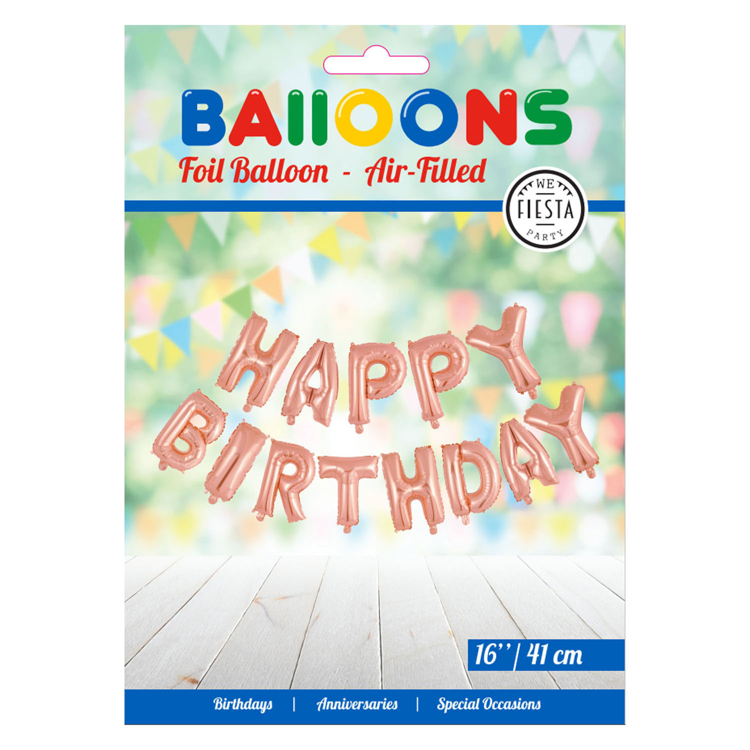 Folieballon Tekst Happy Birthday Rose Goud