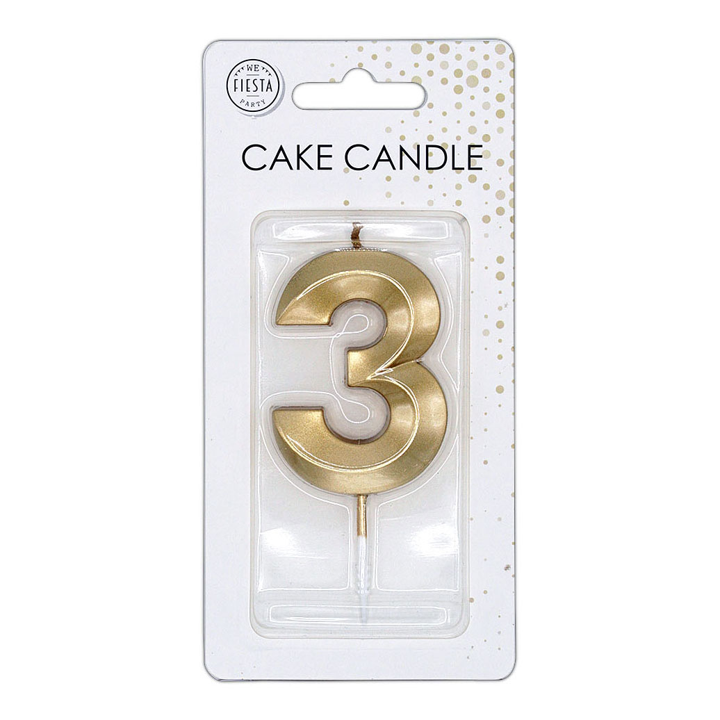 Taartkaars 6cm Metallic Goud no. 3
