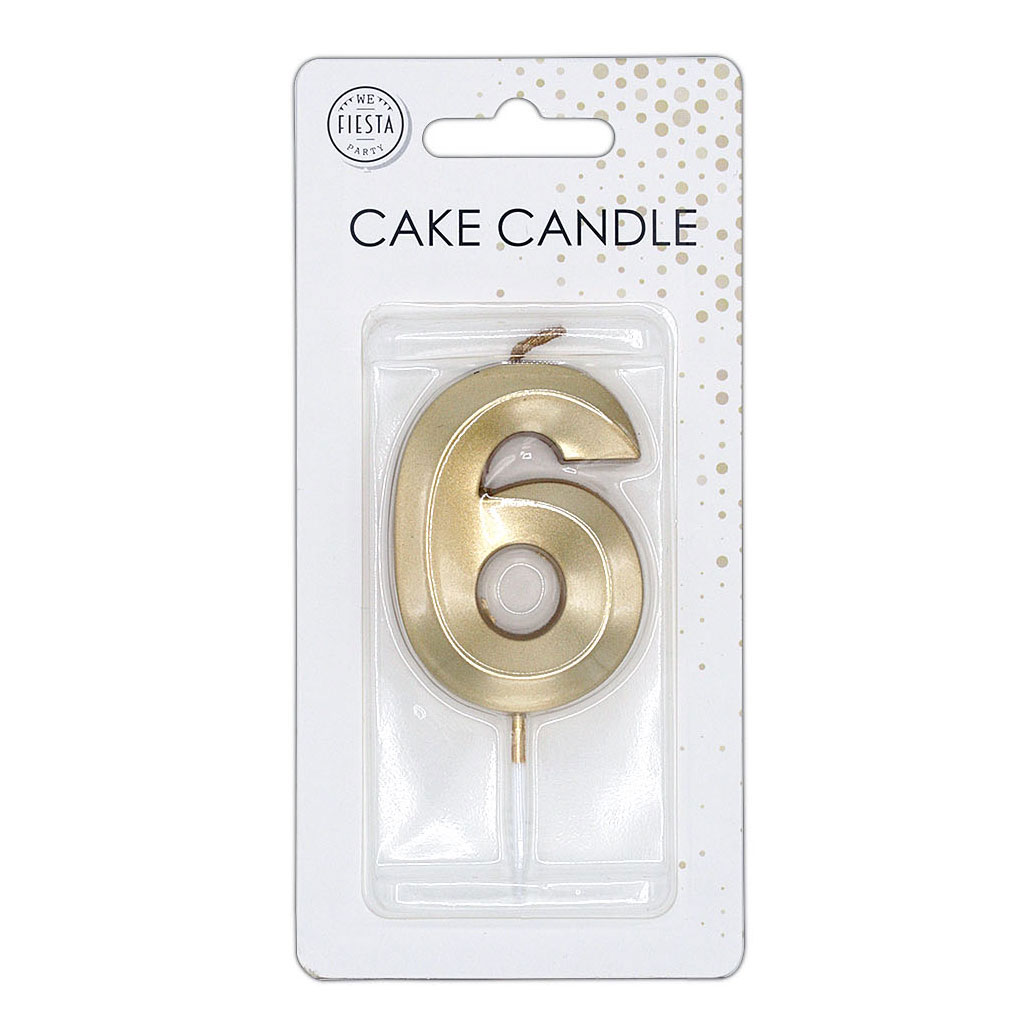 Taartkaars 6cm Metallic Goud no. 6