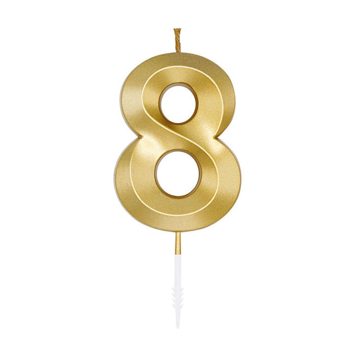 Taartkaars 6cm Metallic Goud no. 8