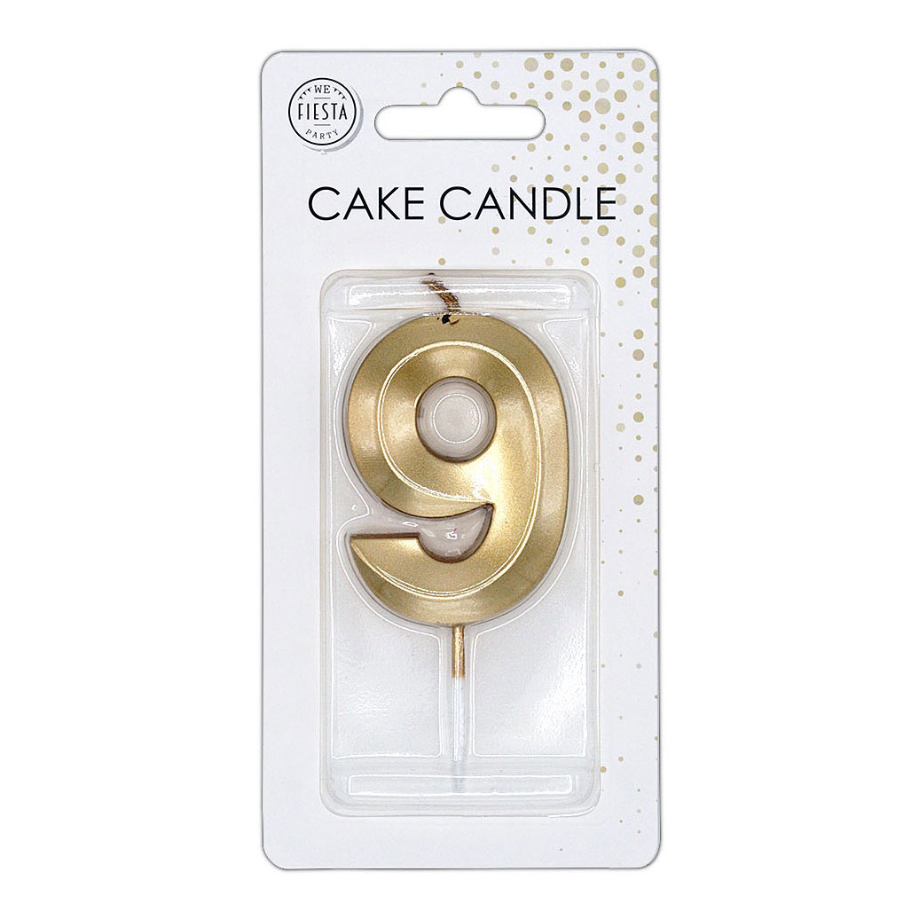 Taartkaars 6cm Metallic Goud no. 9