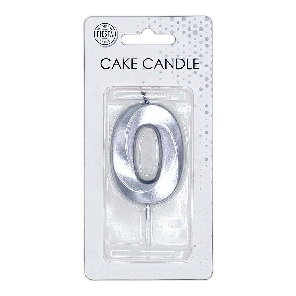 Taartkaars 6cm Metallic Zilver no.0