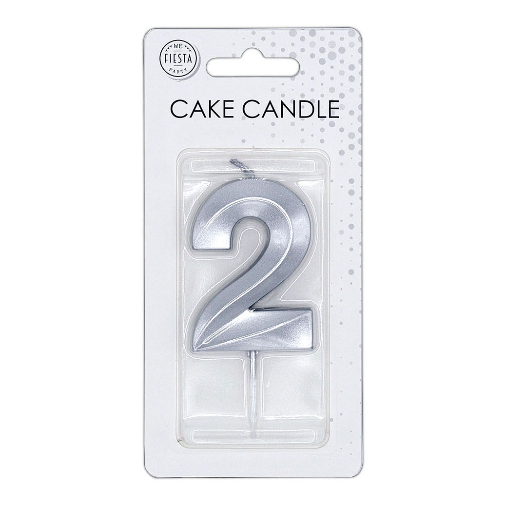 Bougie gâteau 6 cm argent métallisé n° 2