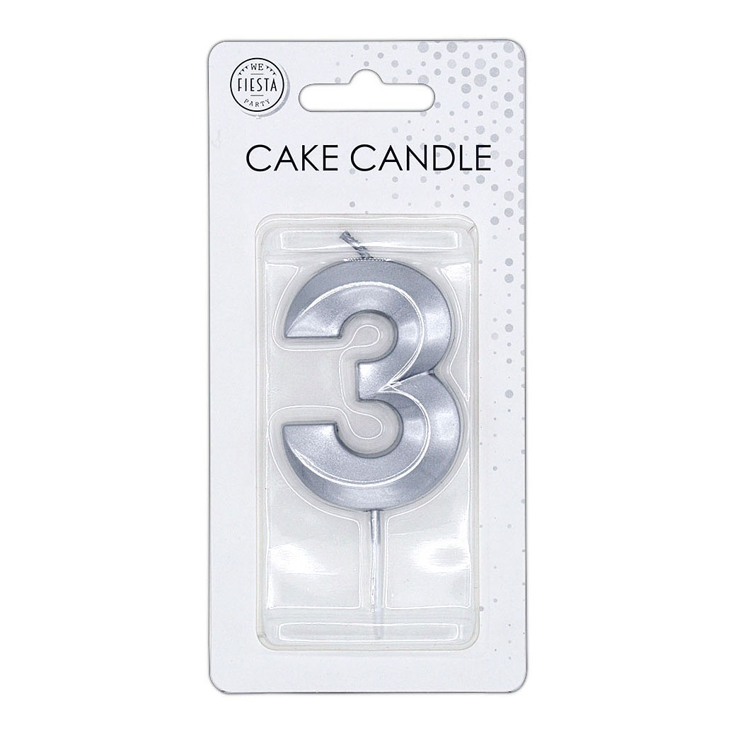 Taartkaars 6cm Metallic Zilver no.3