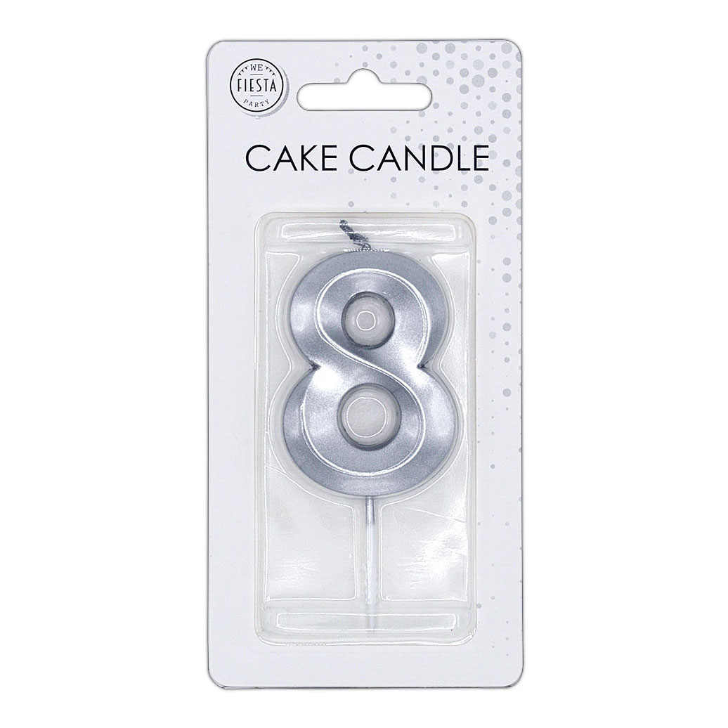 Bougie gâteau 6 cm Argent métallisé n° 8