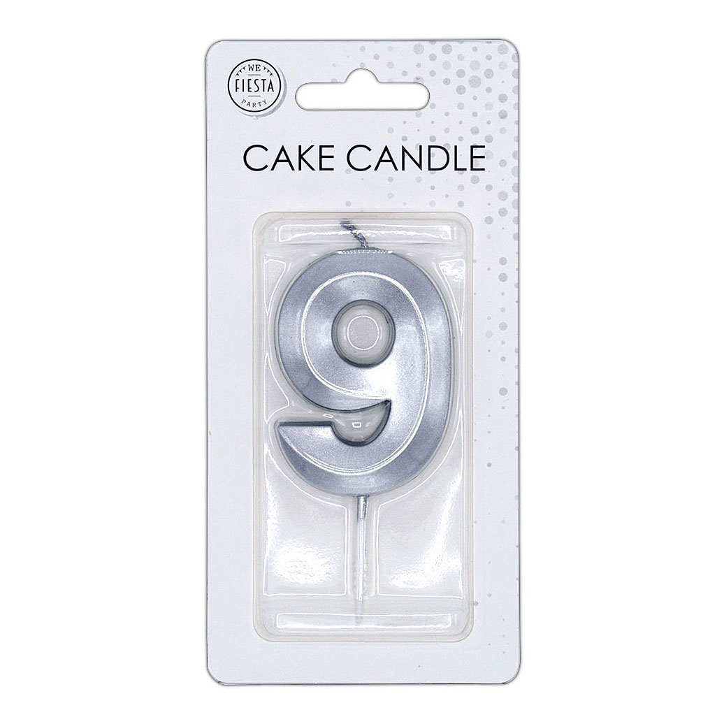 Taartkaars 6cm Metallic Zilver no.9