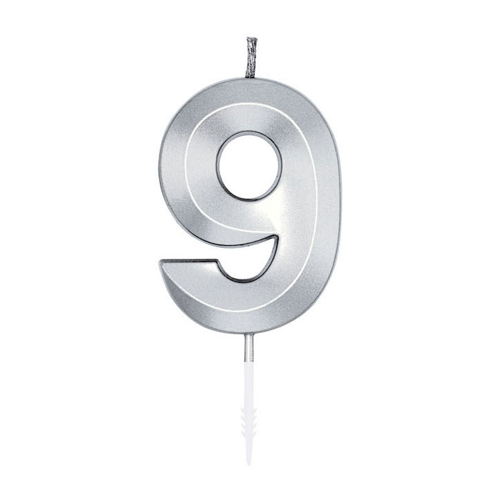 Taartkaars 6cm Metallic Zilver no.9