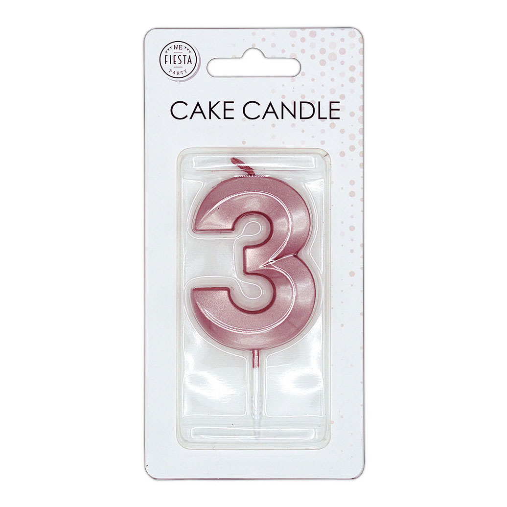 Taartkaars 6cm Metallic Rose Goud no. 3
