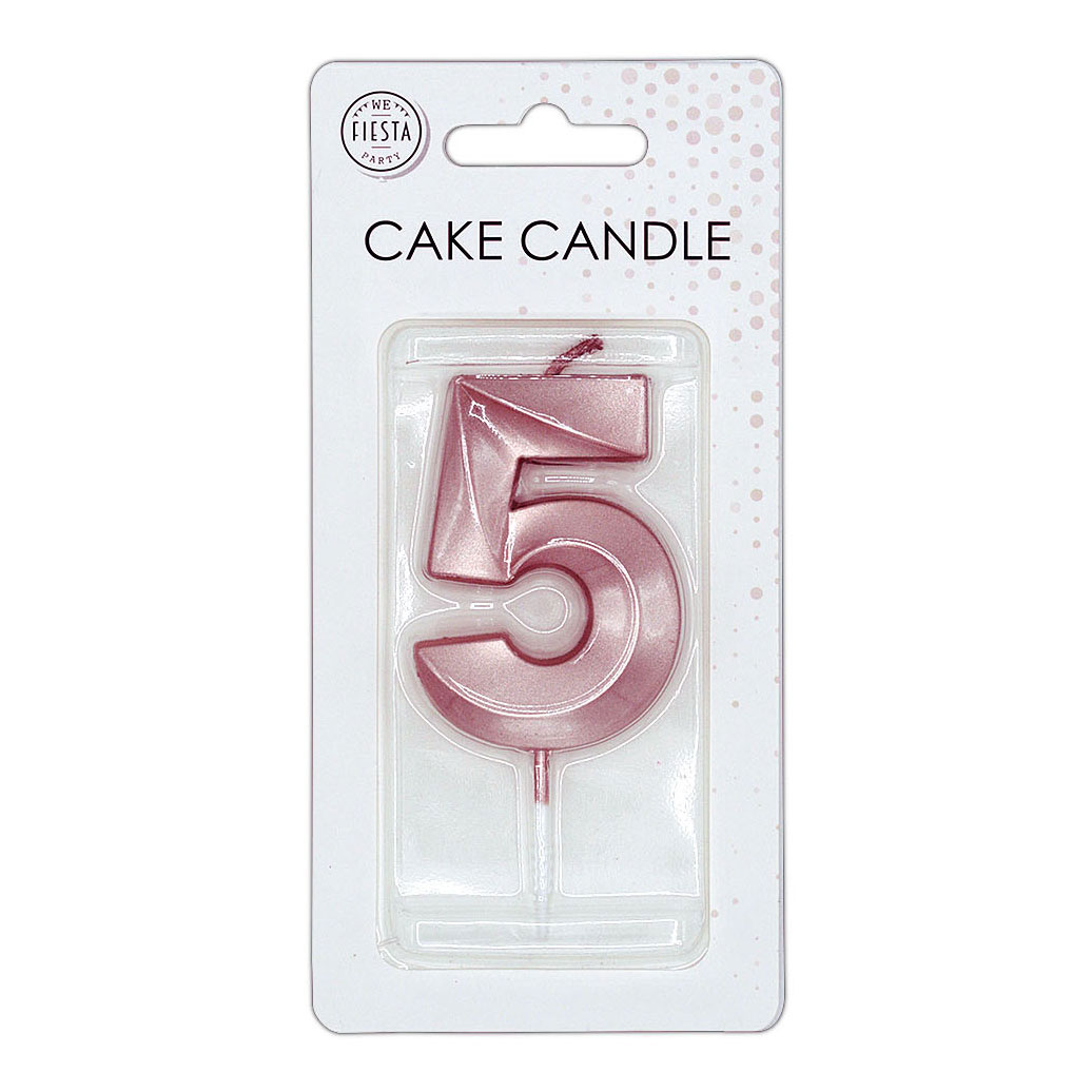 Taartkaars 6cm Metallic Rose Goud no. 5