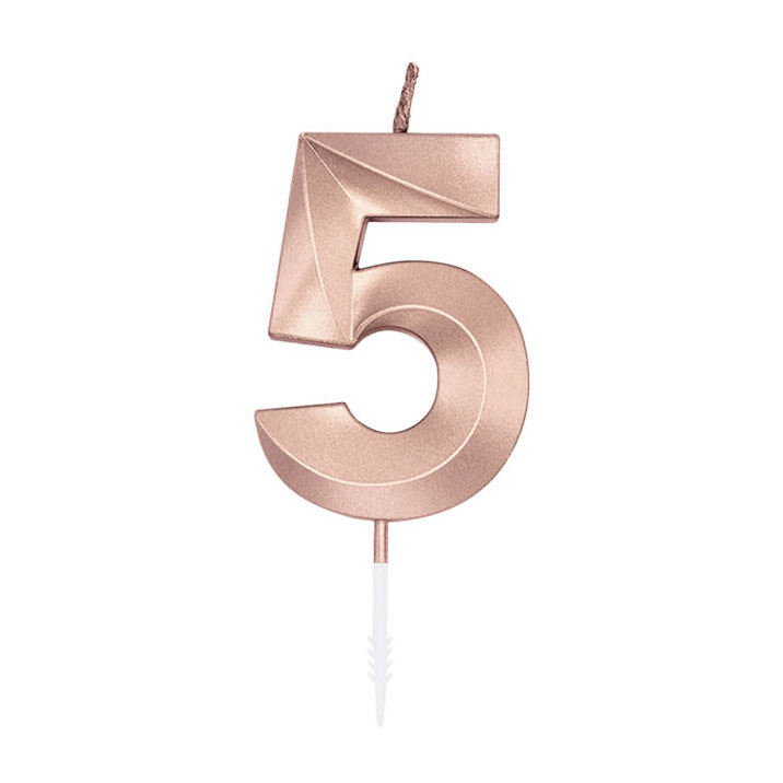 Taartkaars 6cm Metallic Rose Goud no. 5