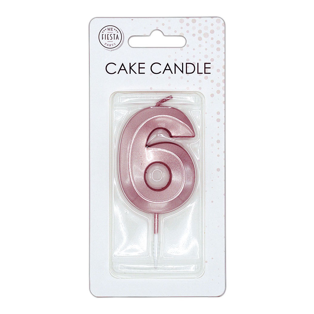 Taartkaars 6cm Metallic Rose Goud no. 6