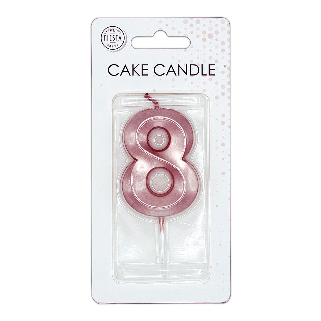 Taartkaars 6cm Metallic Rose Goud no. 8